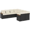 Image de vidaXL Ensemble de jardin canapé 8 pièces avec coussins noir poly rotin