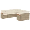 Image de vidaXL Ensemble de jardin canapé 8 pièces avec coussins Beige Poly Rattan