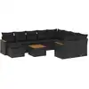 Image de vidaXL Ensemble de salon de jardin 11 pièces avec coussins noir poly rotin