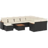 Image de vidaXL Ensemble de salon de jardin 11 pièces avec coussins noir poly rotin