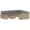 Image de vidaXL Ensemble de salon de jardin 11 pièces avec coussins Beige Poly Rattan