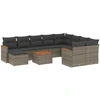 Image de vidaXL Ensemble de salon de jardin 11 pièces avec coussins Gris Poly rotin