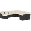 Image de vidaXL Ensemble de salon de jardin 11 pièces avec coussins noir poly rotin