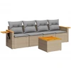 Image de vidaXL Ensemble de salon de jardin 5 pièces avec coussins Beige Poly Rattan