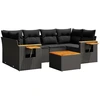 Image de vidaXL Ensemble de salon de jardin 7 pièces avec coussins noir poly rotin