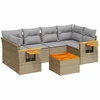 Image de vidaXL Ensemble de salon de jardin 7 pièces avec coussins Beige Poly Rattan