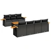 Image de vidaXL Ensemble de jardin canapé 8 pièces avec coussins noir poly rotin