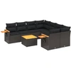 Image de vidaXL Ensemble de salon de jardin 9 pièces avec coussins noir poly rotin