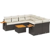 Image de vidaXL Ensemble de salon de jardin 9 pièces avec coussins noir poly rotin