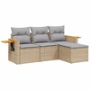 Image de vidaXL Ensemble de salon de jardin 4 pièces avec coussins Beige Poly Rattan