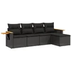 Image de vidaXL Ensemble de salon de jardin 5 pièces avec coussins noir poly rotin