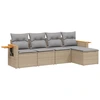 Image de vidaXL Ensemble de salon de jardin 5 pièces avec coussins Beige Poly Rattan