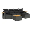 Image de vidaXL Ensemble de salon de jardin 6 pièces avec coussins noir poly rotin