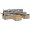 Image de vidaXL Ensemble de salon de jardin 6 pièces avec coussins Beige Poly Rattan