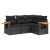 Image de vidaXL Ensemble de salon de jardin 4 pièces avec coussins noir poly rotin