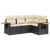 Image de vidaXL Ensemble de salon de jardin 4 pièces avec coussins noir poly rotin