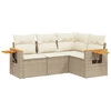 Image de vidaXL Ensemble de salon de jardin 4 pièces avec coussins Beige Poly Rattan