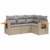 Image de vidaXL Ensemble de salon de jardin 4 pièces avec coussins Beige Poly Rattan