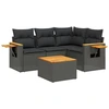 Image de vidaXL Ensemble de salon de jardin 5 pièces avec coussins noir poly rotin