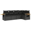 Image de vidaXL Ensemble de salon de jardin 5 pièces avec coussins noir poly rotin