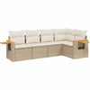 Image de vidaXL Ensemble de salon de jardin 5 pièces avec coussins Beige Poly Rattan