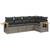 Image de vidaXL Ensemble de salon de jardin 5 pièces avec coussins Gris Poly rotin