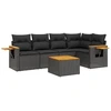 Image de vidaXL Ensemble de salon de jardin 6 pièces avec coussins noir poly rotin