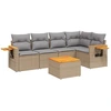 Image de vidaXL Ensemble de salon de jardin 6 pièces avec coussins Beige Poly Rattan