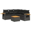 Image de vidaXL Ensemble de salon de jardin 6 pièces avec coussins noir poly rotin
