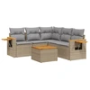 Image de vidaXL Ensemble de salon de jardin 6 pièces avec coussins Beige Poly Rattan