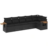 Image de vidaXL Ensemble de salon de jardin 6 pièces avec coussins noir poly rotin