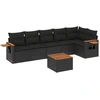 Image de vidaXL Ensemble de salon de jardin 7 pièces avec coussins noir poly rotin