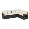 Image de vidaXL Ensemble de salon de jardin 6 pièces avec coussins noir poly rotin