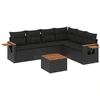 Image de vidaXL Ensemble de salon de jardin 7 pièces avec coussins noir poly rotin