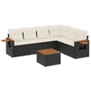 Image de vidaXL Ensemble de salon de jardin 7 pièces avec coussins noir poly rotin