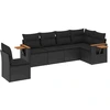 Image de vidaXL Ensemble de salon de jardin 6 pièces avec coussins noir poly rotin