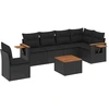 Image de vidaXL Ensemble de salon de jardin 7 pièces avec coussins noir poly rotin