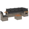 Image de vidaXL Ensemble de salon de jardin 7 pièces avec coussins Gris Poly rotin
