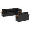 Image de vidaXL Ensemble de salon de jardin 7 pièces avec coussins noir poly rotin