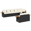 Image de vidaXL Ensemble de jardin canapé 8 pièces avec coussins noir poly rotin
