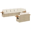 Image de vidaXL Ensemble de jardin canapé 8 pièces avec coussins Beige Poly Rattan