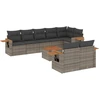 Image de vidaXL Ensemble de salon de jardin 9 pièces avec coussins Gris Poly rotin