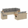 Image de vidaXL Ensemble de jardin canapé 8 pièces avec coussins Beige Poly Rattan