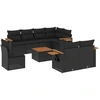 Image de vidaXL Ensemble de salon de jardin 9 pièces avec coussins noir poly rotin