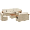 Image de vidaXL Ensemble de salon de jardin 9 pièces avec coussins beige Poly rotin