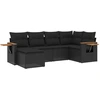 Image de vidaXL Ensemble de salon de jardin 6 pièces avec coussins noir poly rotin