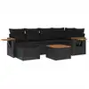 Image de vidaXL Ensemble de salon de jardin 7 pièces avec coussins noir poly rotin