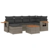 Image de vidaXL Ensemble de salon de jardin 7 pièces avec coussins Gris Poly rotin