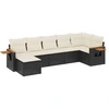 Image de vidaXL Ensemble de salon de jardin 7 pièces avec coussins noir poly rotin
