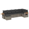 Image de vidaXL Ensemble de salon de jardin 7 pièces avec coussins Gris Poly rotin